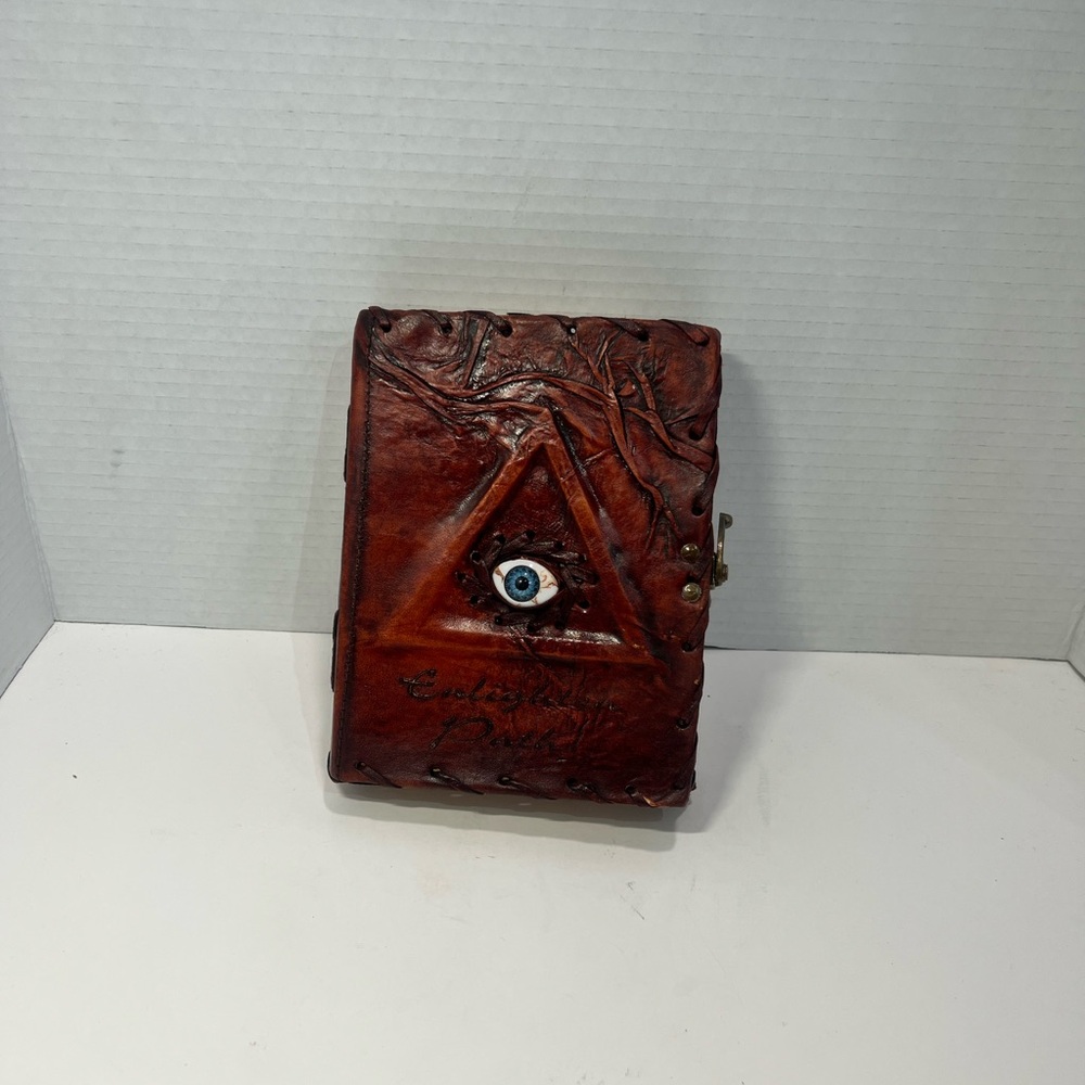 Handcrafted Brown Leather Journal with Eye Design